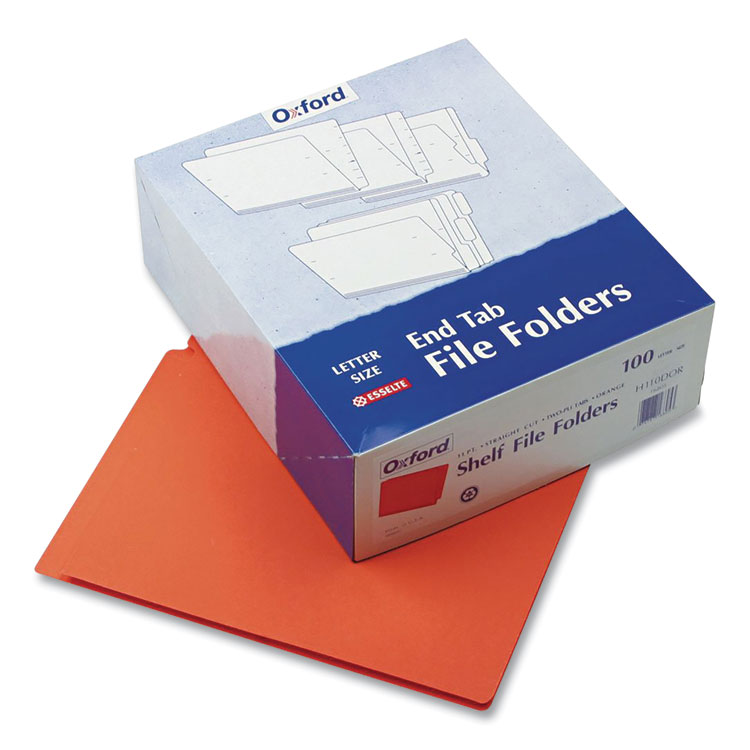 Pendaflex Colored End Tab Folders with Reinforced Double-Ply Straight Cut Tabs, Letter Size, 0.75" Expansion, Orange, 100/Box (PFXH110DOR)