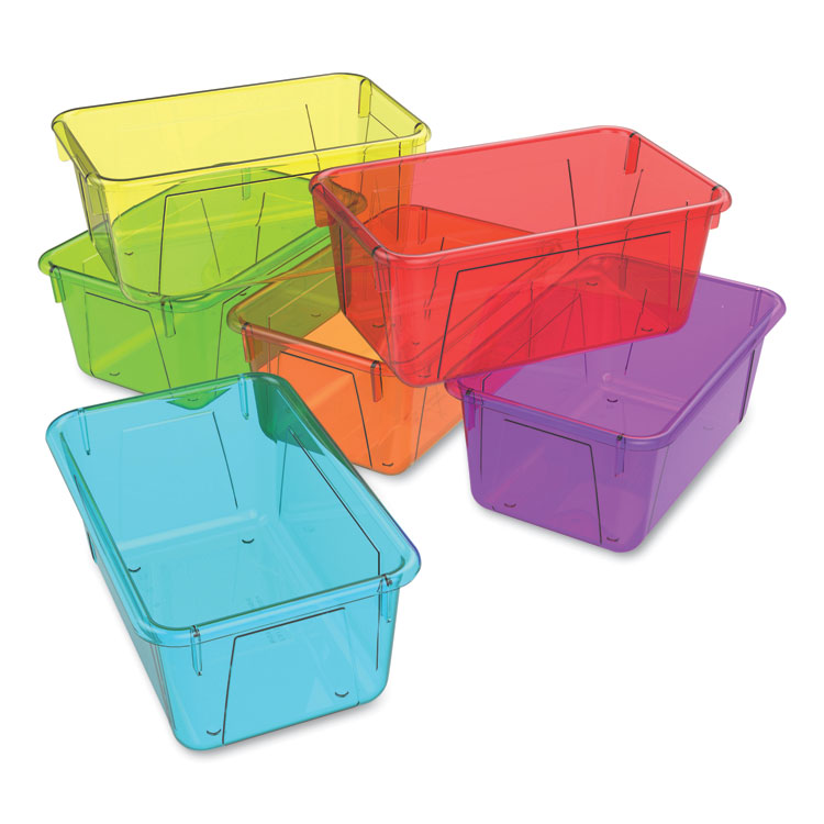 Storex Cubby Bins, 12.2" x 7.8" x 5.1", Assorted Candy Colors, 5/Carton (STX62490U05C)