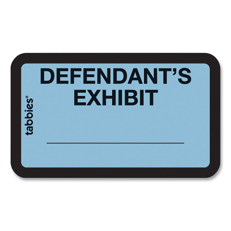 Tabbies Legal Exhibit Labels, Defendant's Exhibit, 1.63 x 1, Blue, 9/Sheet, 28 Sheets/Pack, 252 Labels/Pack (TAB58093)