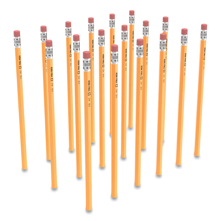 TRU RED Wooden Pencil, HB (#2), Black Lead, Yellow Barrel, 48/Pack (TUD24424026)