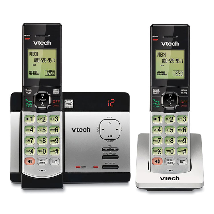 VTECS51292 - Vtech CS5129-2 Two-Handset Cordless Telephone System, DECT 6.0, Silver/Black (VTECS51292)