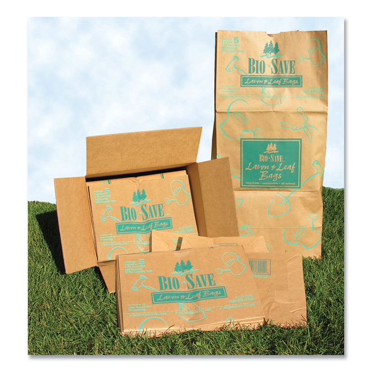 AJM Packaging Corporation Lawn and Leaf Bags, 30 gal, 1 mil, Brown Kraft, 50/Carton (AJMRBR30105NPCT)