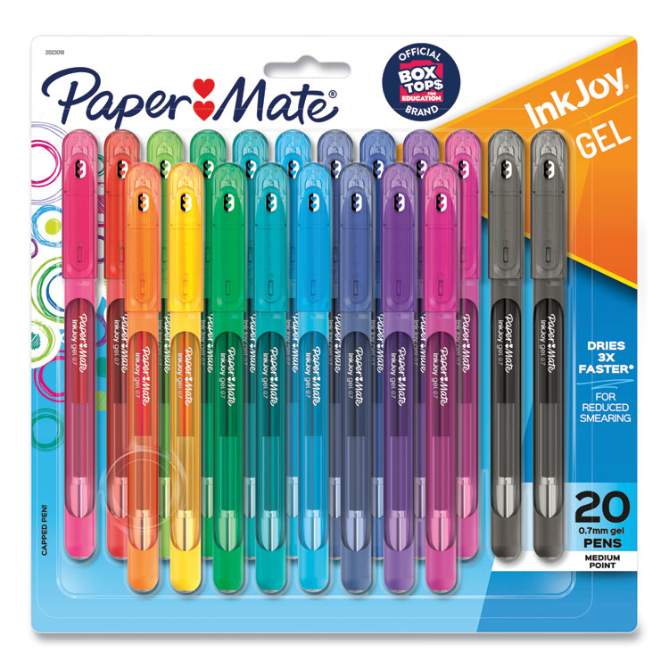 Paper Mate InkJoy Gel Pen, Stick, Medium 0.7 mm, Assorted Ink and Barrel Colors, 20/Pack (PAP2023018)