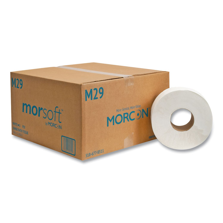 Morcon Tissue Jumbo Bath Tissue, Septic Safe, 2-Ply, 3.3" x 625 ft, White, 12 Rolls/Carton (MOR29)