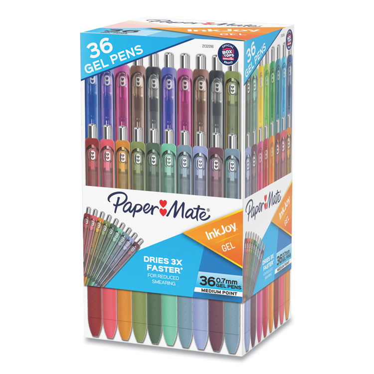 Paper Mate InkJoy Gel Pen, Retractable, Medium 0.7 mm, Assorted Ink and Barrel Colors, 36/Pack (PAP2132016)