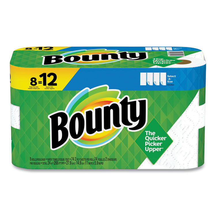 PGC65544 - Bounty Select-a-Size Kitchen Roll Paper Towels, 2-Ply, 5.9 x 11, White, 74 Sheets/Single Plus Roll, 8 Rolls/Carton (PGC65544)
