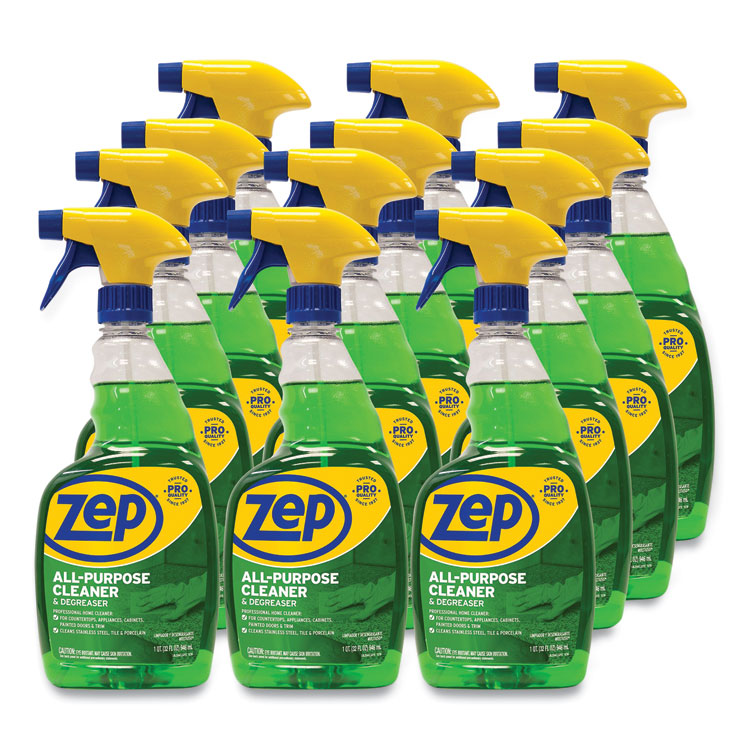 Zep Commercial All-Purpose Cleaner and Degreaser, Fresh Scent, 32 oz Spray Bottle, 12/Carton (ZPEZUALL32CT)