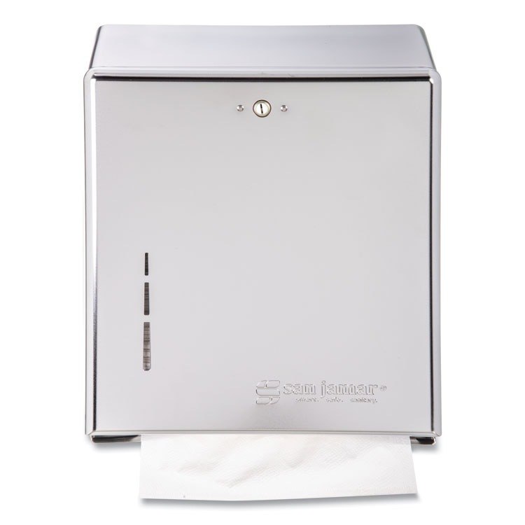 San Jamar C-Fold/Multifold Towel Dispenser, 11.38 x 4 x 14.75, Chrome (SJMT1900XC)