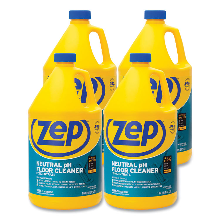 Zep Commercial Neutral Floor Cleaner, Fresh Scent, 1 gal, 4/Carton (ZPEZUNEUT128CT)