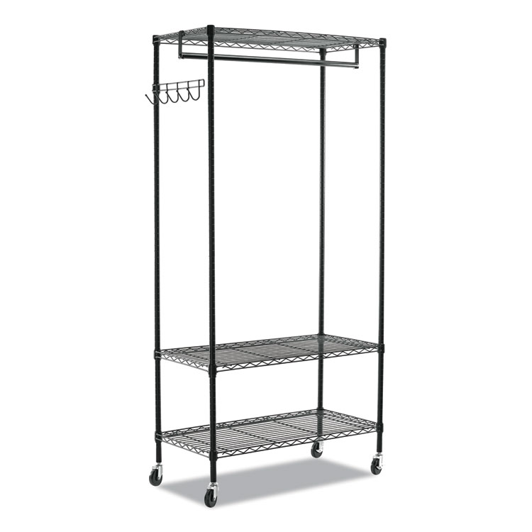 Alera Wire Shelving Garment Rack, 40 Garments, 48w x 18d x 75h, Black (ALEGR364818BL)