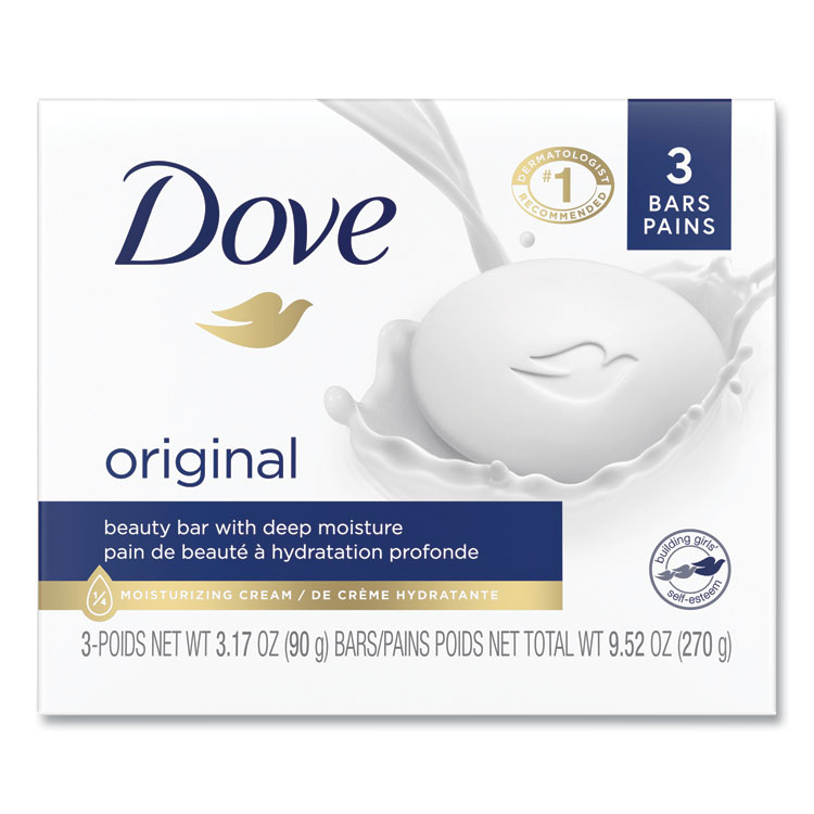 Dove White Beauty Bar, Light Scent, 3.17 oz, 3/Pack (UNI04090PK)