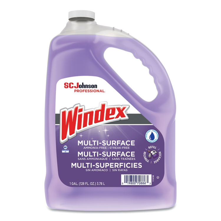 Windex Non-Ammoniated Glass/Multi Surface Cleaner, Pleasant Scent, 128 oz Bottle (SJN697262EA)