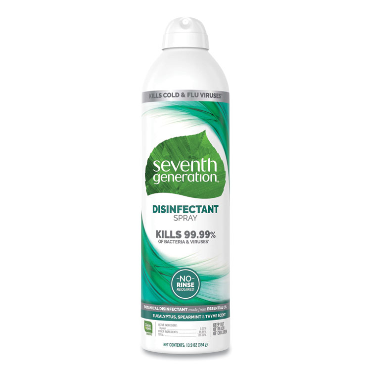 Seventh Generation Disinfectant Sprays, Eucalyptus/Spearmint/Thyme, 13.9 oz Spray Bottle, 8/Carton (SEV22981)
