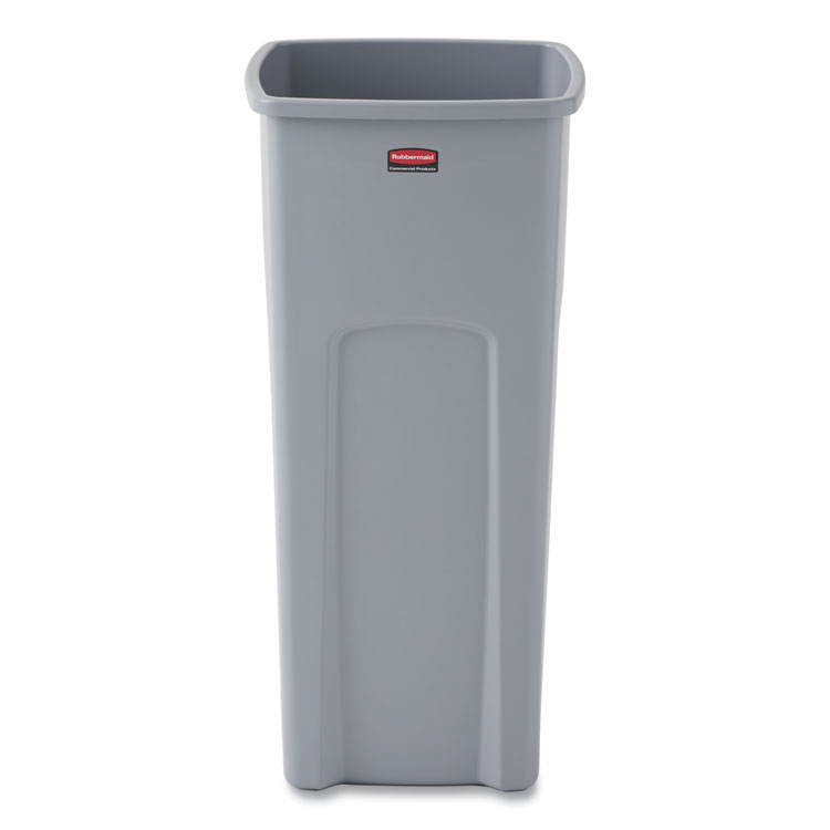 Rubbermaid Commercial Untouchable Square Waste Receptacle, 23 gal, Plastic, Gray (RCP356988GY)
