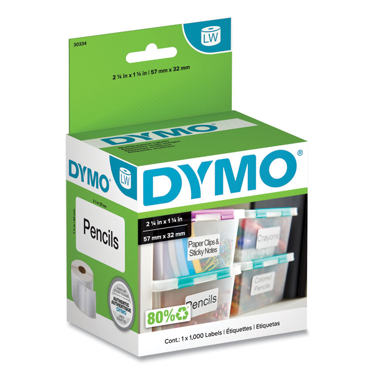 DYMO LabelWriter Address Labels, 1.25'' x 2.25'', White, 1,000 Labels/Roll (DYM30334)