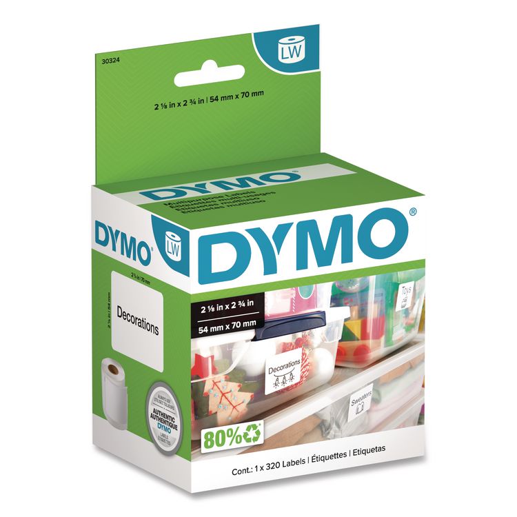 DYMO LW Multipurpose Labels, 2.75" x 2.12", White, 320 Labels/Roll (DYM30324)
