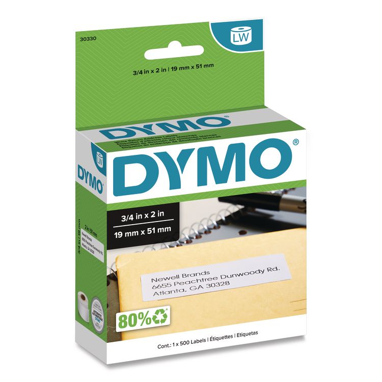 DYMO LabelWriter Return Address Labels, 0.75" x 2", White, 500 Labels/Roll (DYM30330)