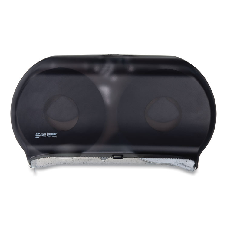 San Jamar Twin 9" Jumbo BathTissue Dispenser, Classic, 19 x 5.25 x 12, Transparent Black Pearl (SJMR4000TBK)