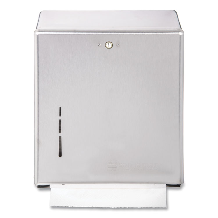 San Jamar C-Fold/Multifold Towel Dispenser, 11.38 x 4 x 14.75, Stainless Steel (SJMT1900SS)