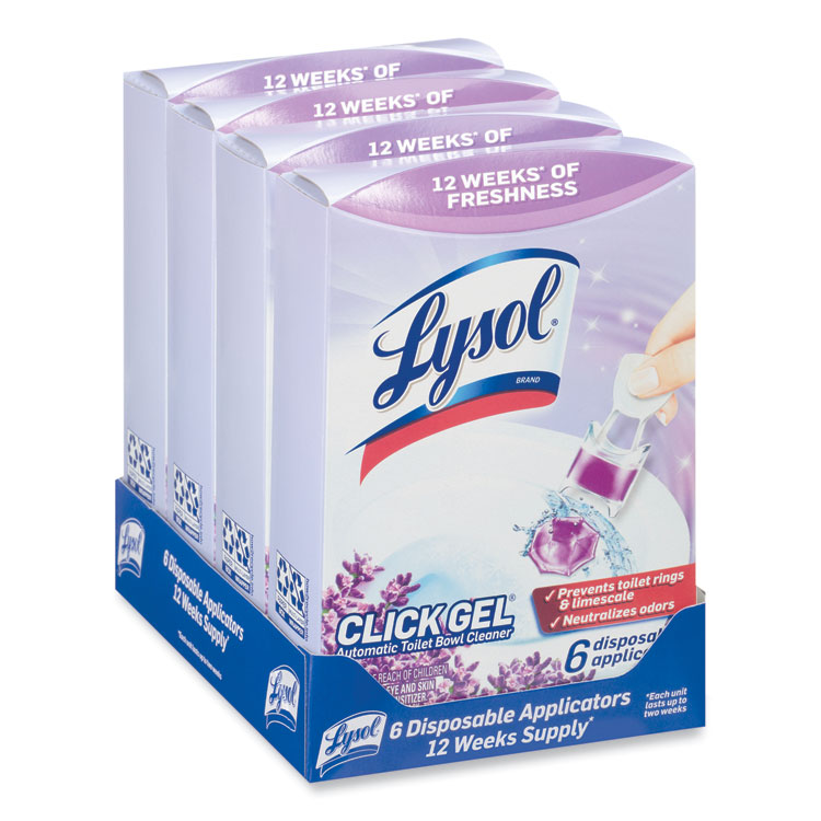 LYSOL Brand Click Gel Automatic Toilet Bowl Cleaner, Lavender Fields, 6/Box, 4 Boxes/Carton (RAC89060CT)