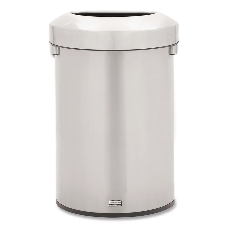 Rubbermaid Commercial Refine Series Half Round Waste Receptacle, 16 gal, Plastic/Stainless Steel (RCP2147550)