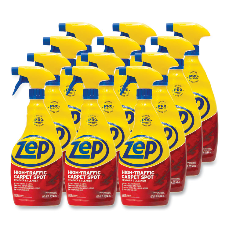 Zep Commercial High Traffic Carpet Cleaner, Fresh Scent, 32 oz Spray Bottle, 12/Carton (ZPEZUHTC32CT)