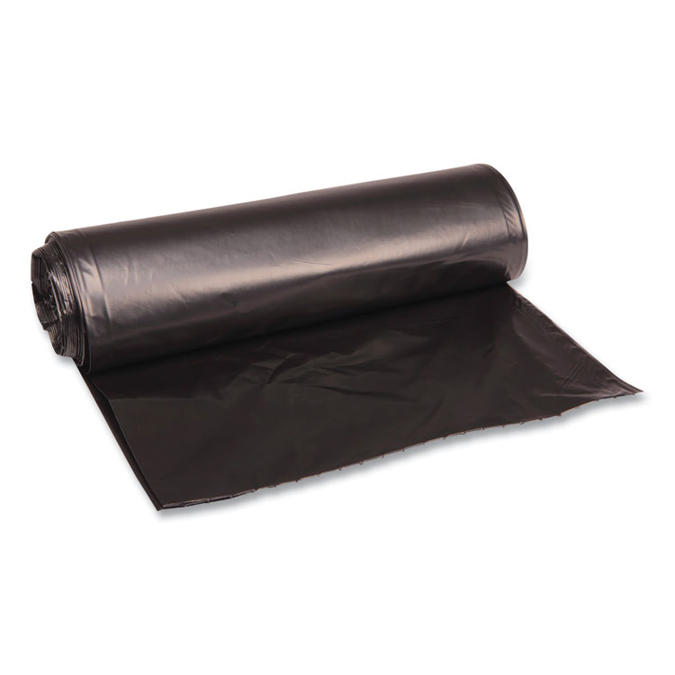 Boardwalk Recycled Low-Density Polyethylene Can Liners, 33 gal, 1.6 mil, 33" x 39", Black, Perforated, 10 Bags/Roll, 10 Rolls/Carton (BWK520)