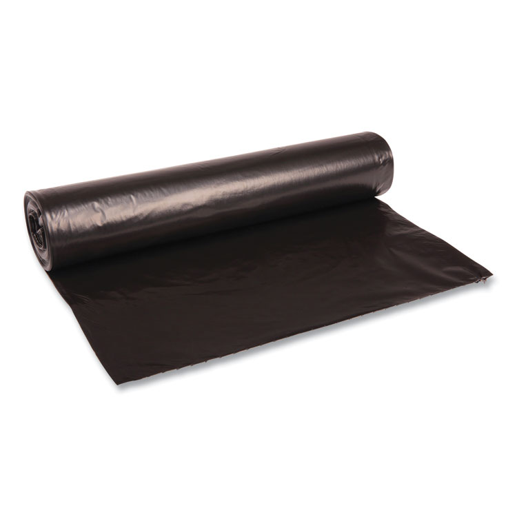 Boardwalk Recycled Low-Density Polyethylene Can Liners, 45 gal, 1.2 mil, 40" x 46", Black, Perforated, 10 Bags/Roll, 10 Rolls/Carton (BWK517)