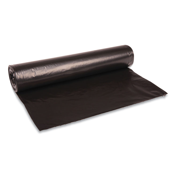 Boardwalk Recycled Low-Density Polyethylene Can Liners, 45 gal, 0.8 mil, 40" x 48", Black, Perforated, 10 Bags/Roll, 10 Rolls/Carton (BWK527)