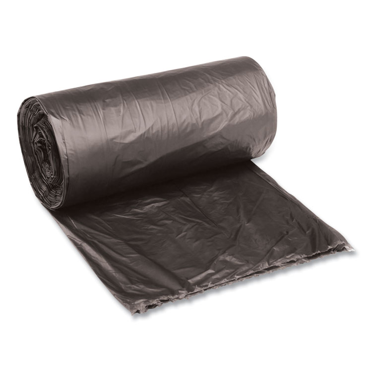 Boardwalk Low-Density Waste Can Liners, 10 gal, 0.35 mil, 24" x 23", Black, Perforated Roll, 50 Bags/Roll, 10 Rolls/Carton (BWK2423L)