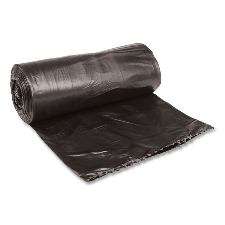 Boardwalk Low-Density Waste Can Liners, 33 gal, 0.5 mil, 33" x 39", Black, Perforated Roll, 25 Bags/Roll, 8 Rolls/Carton (BWK3339H)