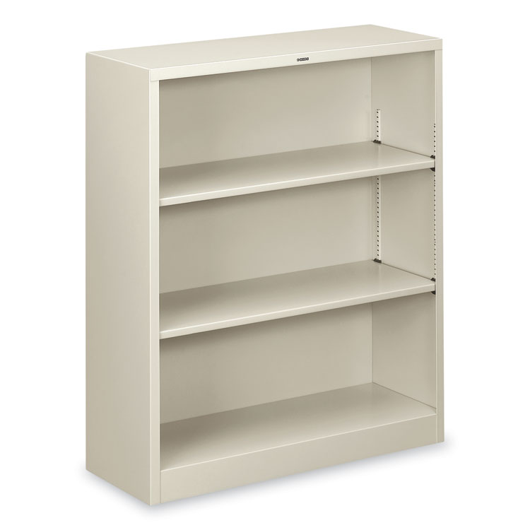 HON Metal Bookcase, Three-Shelf, 34.5w x 12.63d x 41h, Light Gray (HONS42ABCQ)