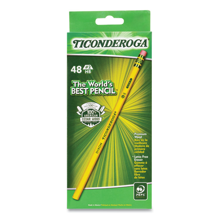 Ticonderoga Pencils, HB (#2), Black Lead, Yellow Barrel, 48/Pack (DIXX13922X)