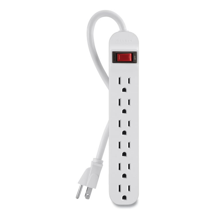 Belkin Power Strip, 6 Outlets, 3 ft Cord, White (BLKF9P60903DP)