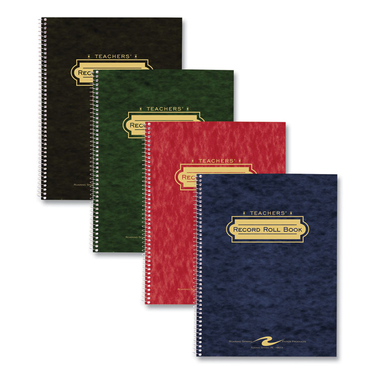 Roaring Spring Teacher's Record and Roll Book, 50 Students, 5 to 6 Week Terms, 40-Week Span, Randomly Assorted Cover Colors, 11 x 8.5 Sheets (ROA72900)