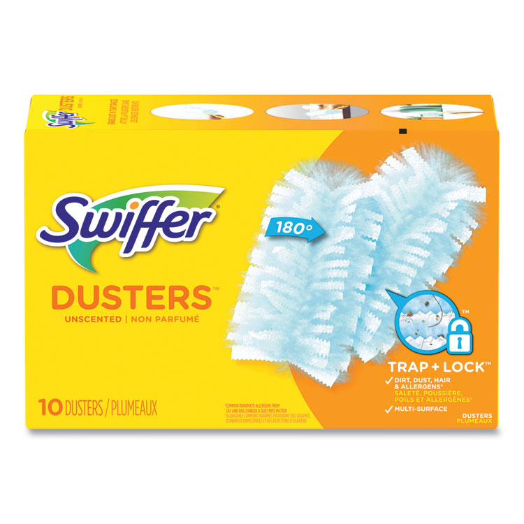 Swiffer Dusters Refill, Dust Lock Fiber, Unscented, Light Blue, 10/Box (PGC21459BX)