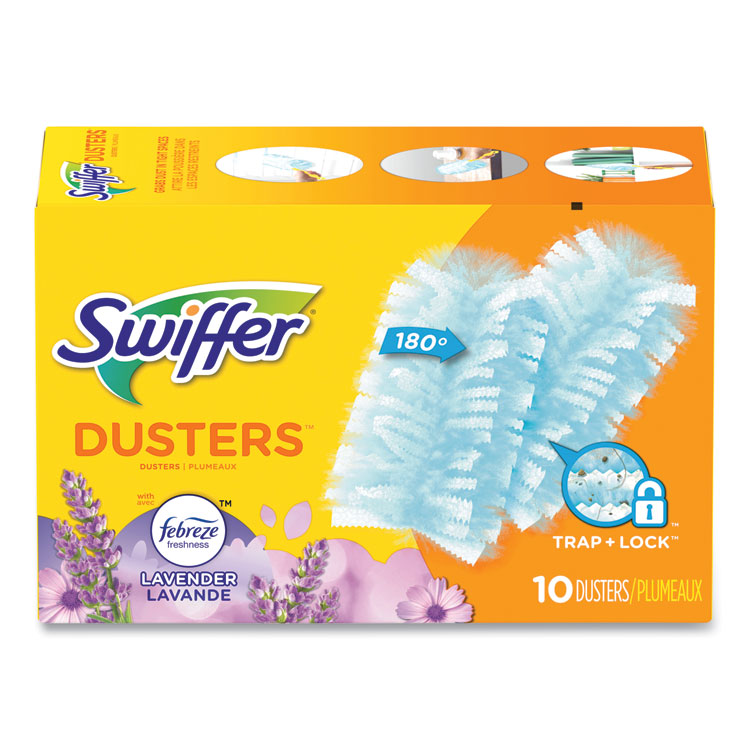 Swiffer Refill Dusters, Dust Lock Fiber, Light Blue, Lavender Vanilla Scent, 10/Box (PGC21461BX)