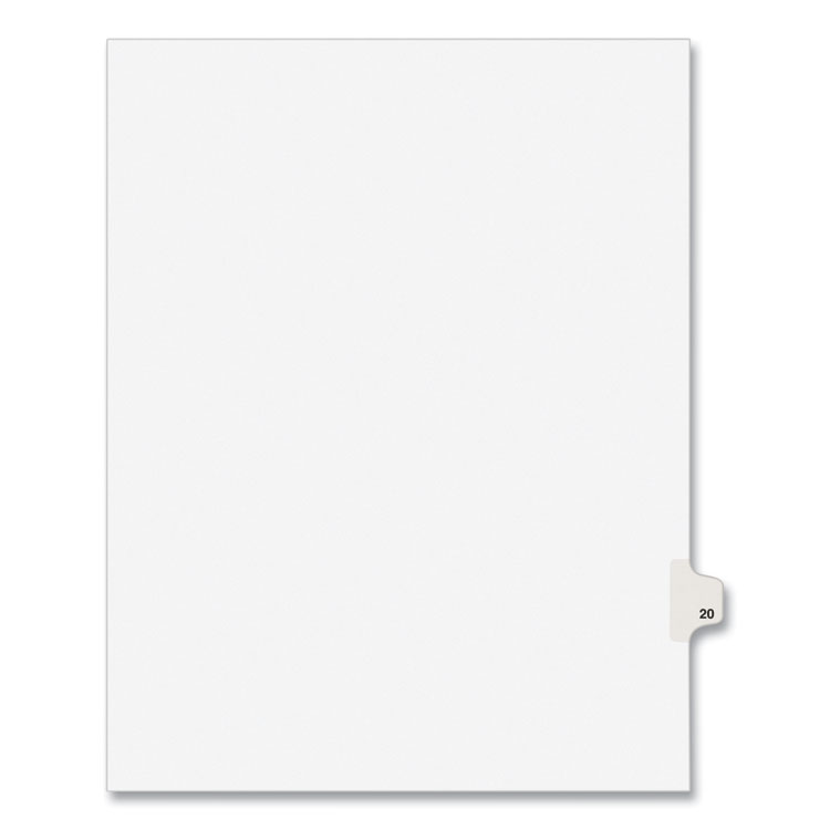 Avery Preprinted Legal Exhibit Side Tab Index Dividers, Avery Style, 10-Tab, 20, 11 x 8.5, White, 25/Pack, (1020) (AVE01020)