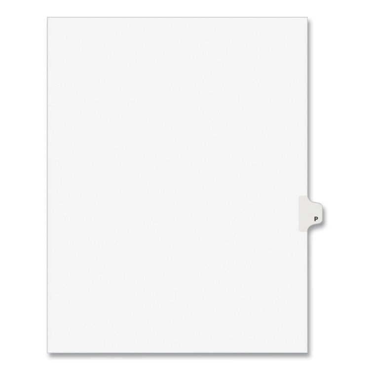 Avery Preprinted Legal Exhibit Side Tab Index Dividers, Avery Style, 26-Tab, P, 11 x 8.5, White, 25/Pack, (1416) (AVE01416)