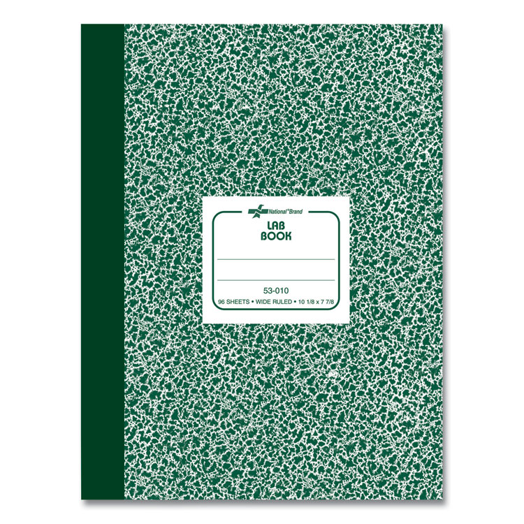 National Lab Notebook, Wide/Legal Rule, Green Marble Cover, (96) 10.13 x 7.88 Sheets (RED53010)