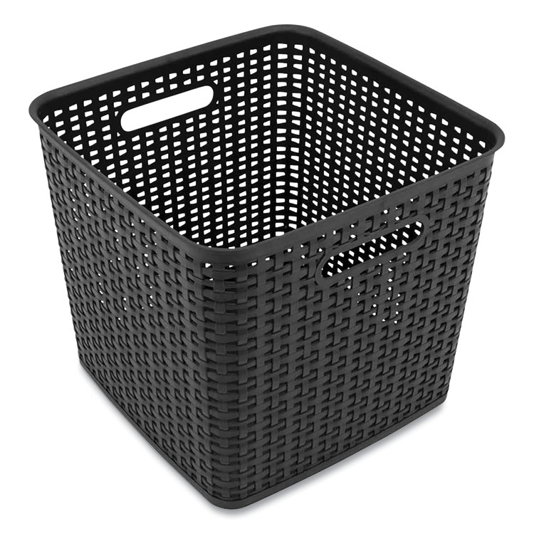 Advantus Plastic Weave Bin, Extra Large, 12.6" x 11.1" x 16.6", Black (AVT37519)