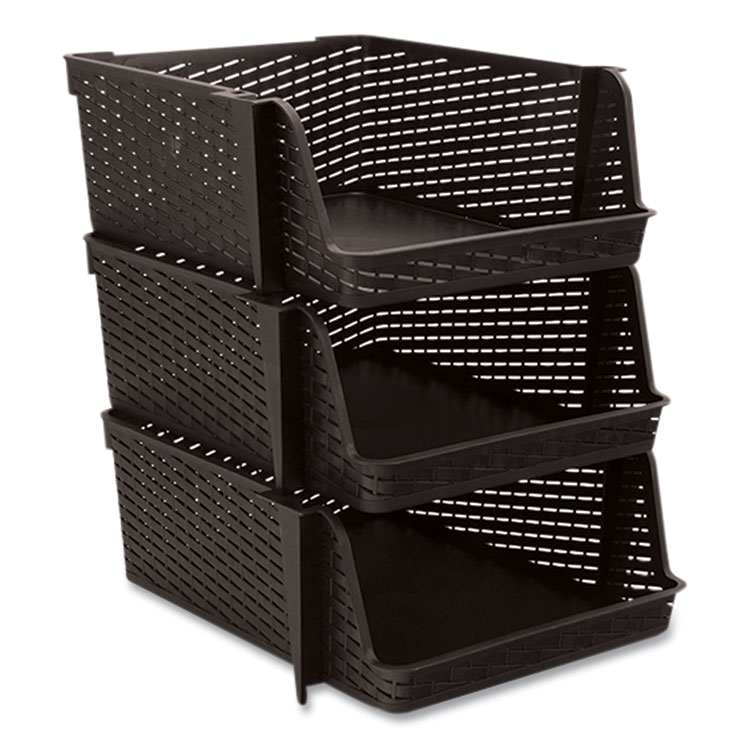 Advantus Nest and Stack Open Lid Storage Bin, 13.5" x 15" x 8.5", Black, 3/Pack (AVT39221)