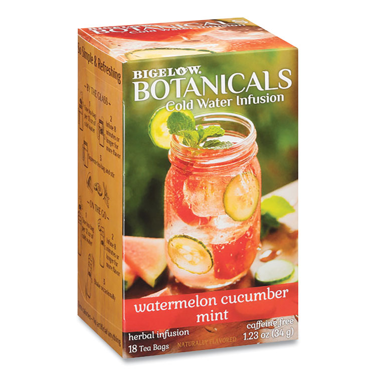 Bigelow Botanicals Watermelon Cucumber Mint Cold Water Herbal Infusion, 0.7 oz Tea Bag, 18/Box (BTC39004)