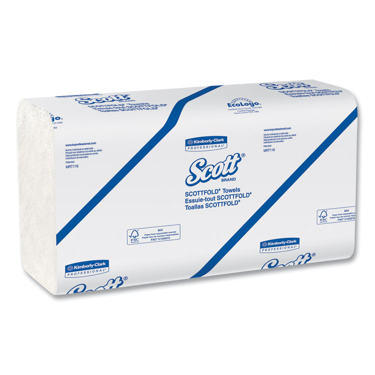 Scott Essential Low Wet Strength Multi-Fold Towels, 1-Ply, 9.4 x 12.4, White, 175/Pack, 25 Packs/Carton (KCC45957)