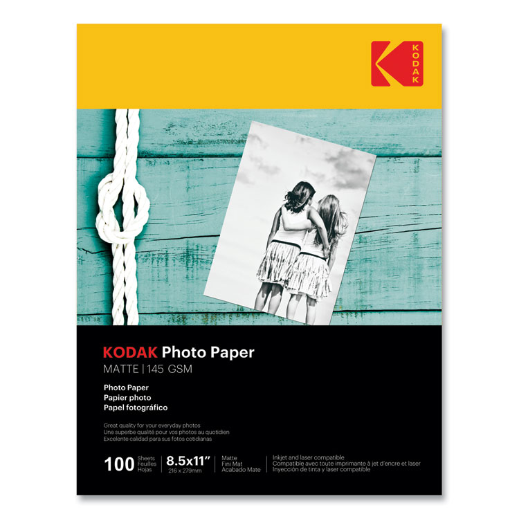 Kodak Photo Paper, 7.2 mil, 8.5 x 11, Matte White, 100/Pack (KOD41184)