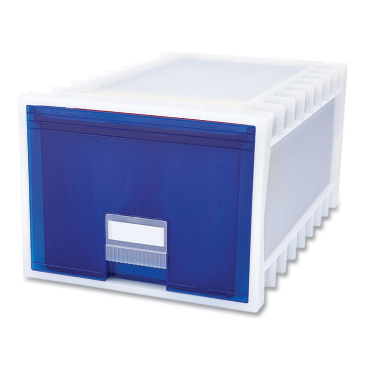 Storex Archive Storage Drawers, Letter/Legal Files, 15.3" x 24.25" x 11.38", Blue/White (STX61104U01C)
