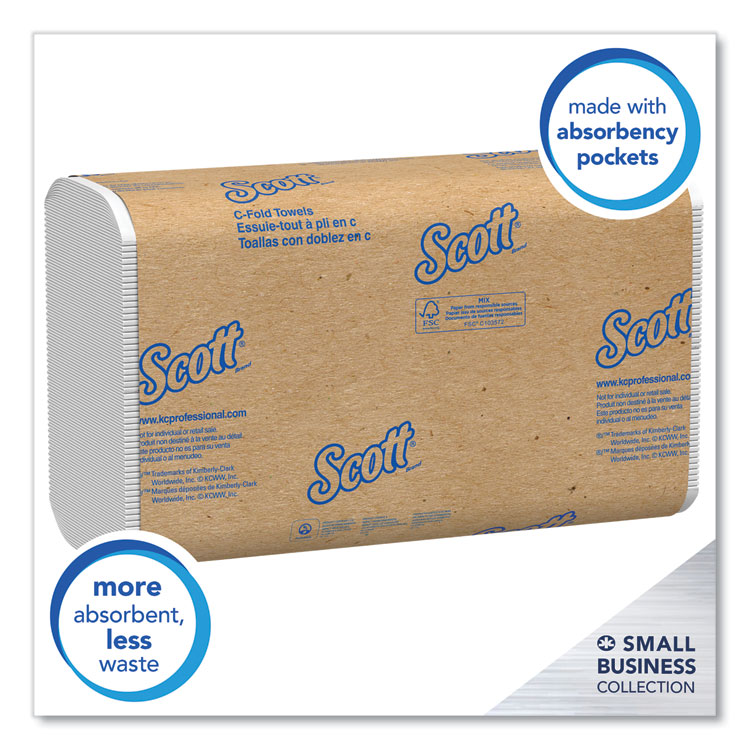 Scott Essential C-Fold Towels for Business, Convenience Pack, 1-Ply, 10.13 x 13.15, White, 200/Pack, 9 Packs/Carton (KCC03623)