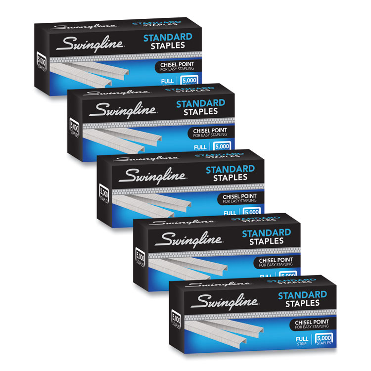 Swingline S.F. 1 Standard Staples, 0.25" Leg, 0.5" Crown, Steel, 5,000/Pack, 5 Packs/Box (SWIS7035101S)