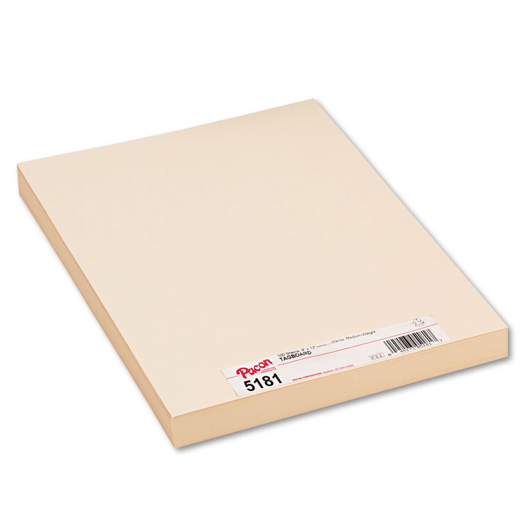 Pacon Medium Weight Tagboard, 12 x 9, Manila, 100/Pack (PAC5181)
