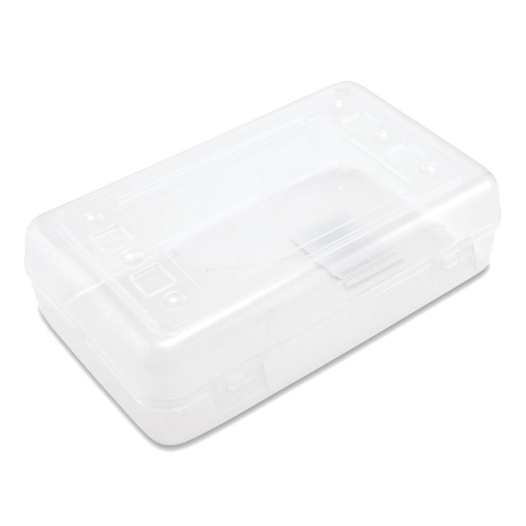 Advantus Clear Pencil Box, 8.5" x 5.25" x 2.5", Clear (AVT34104)